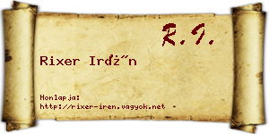 Rixer Irén névjegykártya